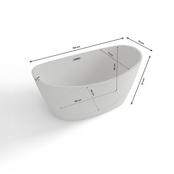 SPALINA - Baignoire îlot Ovale Neroon 2.0 150 Blanche 150 X75 X67 Cm, By Spalina - large