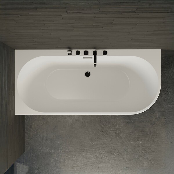 SPALINA - Baignoire Ilot Capri 170 gauche noire + robinetterie noire mate 170 x76 x58 cm, by SPALINA - large