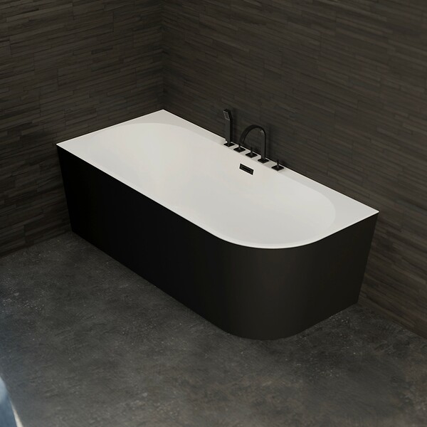 SPALINA - Baignoire Ilot Capri 170 gauche noire + robinetterie noire mate 170 x76 x58 cm, by SPALINA - large