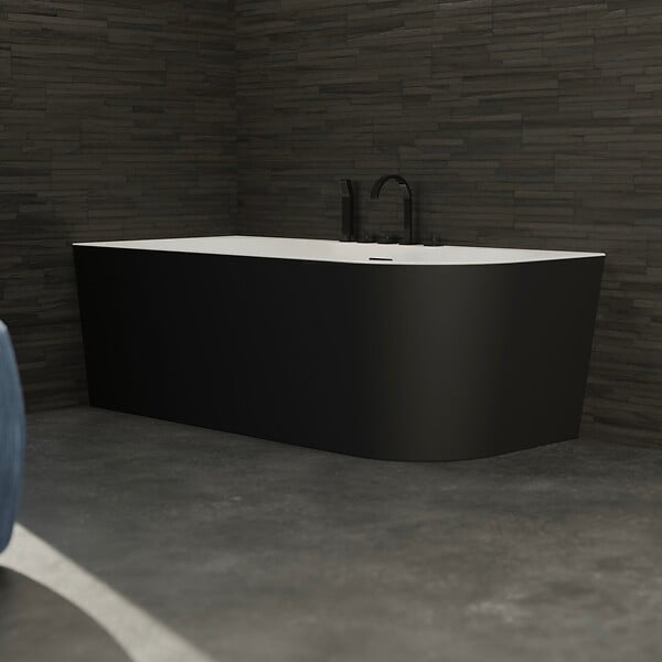 SPALINA - Baignoire Ilot Capri 170 gauche noire + robinetterie noire mate 170 x76 x58 cm, by SPALINA - large