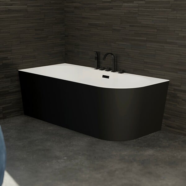SPALINA - Baignoire Ilot Capri 170 gauche noire + robinetterie noire mate 170 x76 x58 cm, by SPALINA - large