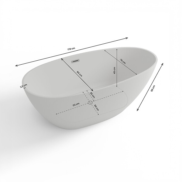 SPALINA - Baignoire îlot Ovale Kelly 170 Blanche 170 X85 X58 Cm, By Spalina - large