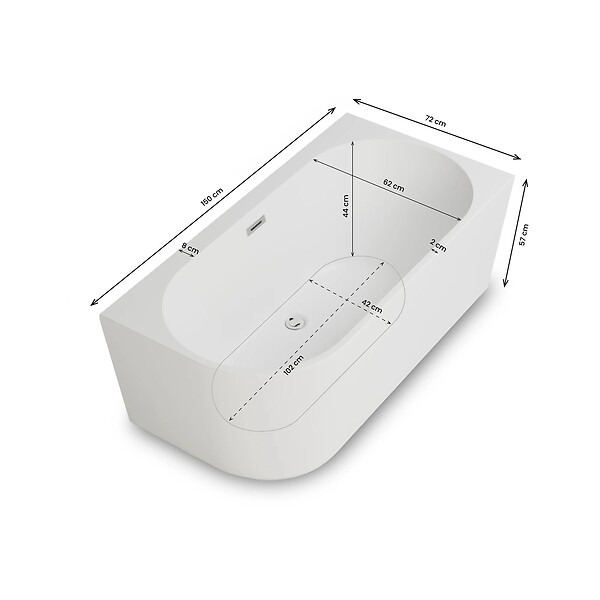 SPALINA - Baignoire Ilot Capri 150 droite blanche 150 x72 x58 cm, by SPALINA - large