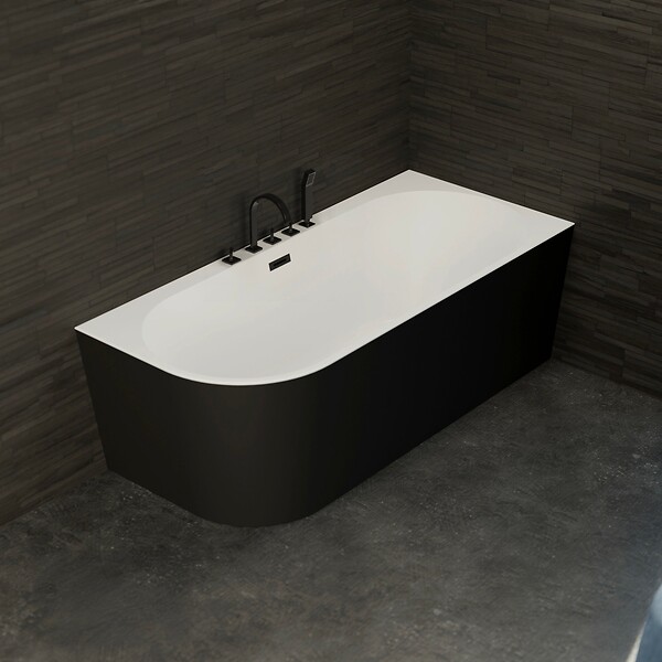 SPALINA - Baignoire Ilot Capri 170 droite noire + robinetterie noire mate 170 x76 x58 cm, by SPALINA - large
