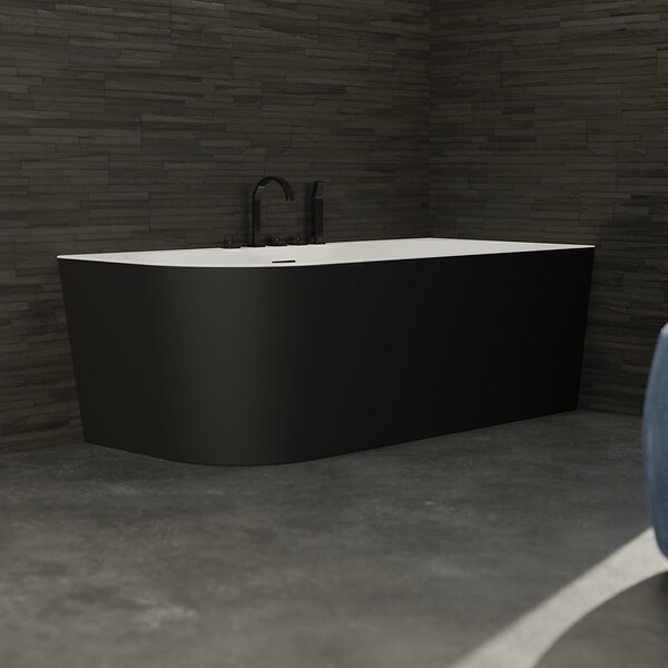 SPALINA - Baignoire Ilot Capri 170 droite noire + robinetterie noire mate 170 x76 x58 cm, by SPALINA - large