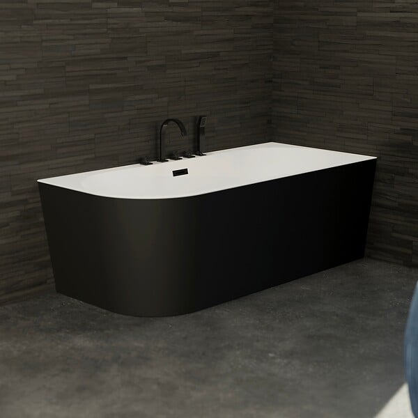 SPALINA - Baignoire Ilot Capri 170 droite noire + robinetterie noire mate 170 x76 x58 cm, by SPALINA - large