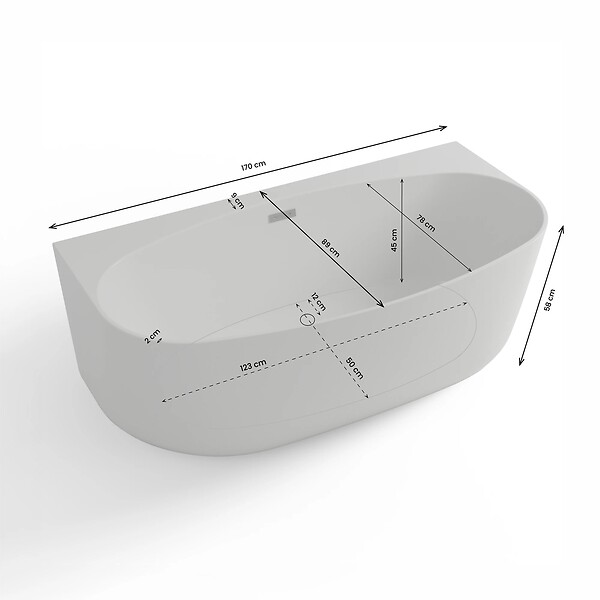 SPALINA - Baignoire Semi-îlot Murale Magic 170 Blanche 170 X88 X58 Cm, By Spalina - large