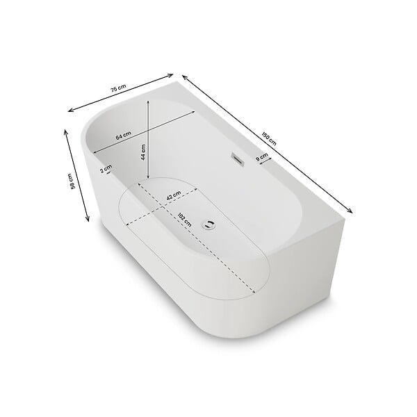 SPALINA - Baignoire Ilot Naos 150 blanche 150 x69 x58 cm, by SPALINA - large