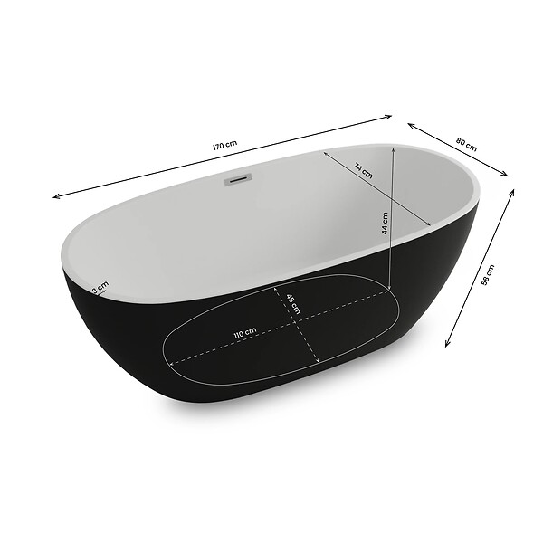 SPALINA - Baignoire Ilot Samba 170 noire 170 x81 x58 cm, by SPALINA - large