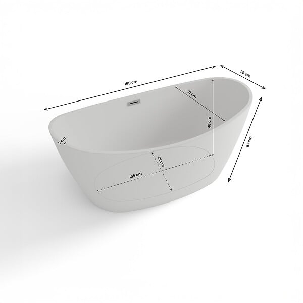 SPALINA - Baignoire îlot Ovale Neroon 2.0 160 Blanche 160 X75 X67 Cm, By Spalina - large