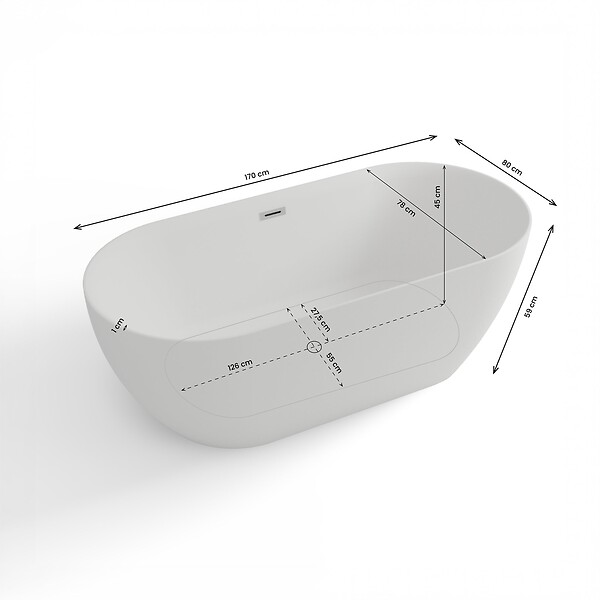 SPALINA - Baignoire îlot Ovale Komodo 170 Blanche 170 X80 X58 Cm, By Spalina - large
