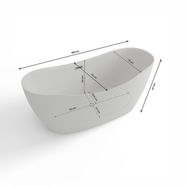 SPALINA - Baignoire îlot Ovale Exquise 160 Blanche 160 X73 X67 Cm, By Spalina - large