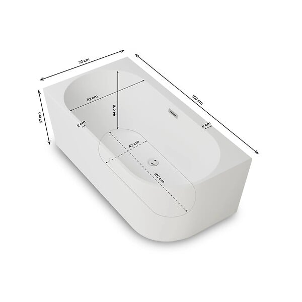 SPALINA - Baignoire Semi-îlot Murale D'angle Capri 150 Gauche Blanche 150 X72 X58 Cm, By Spalina - large