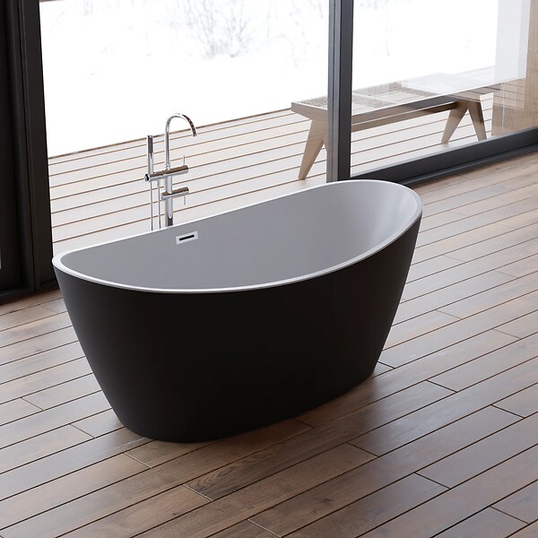 SPALINA - Baignoire îlot Ovale Neroon 2.0 160 Noire 160 X75 X67 Cm, By Spalina - large