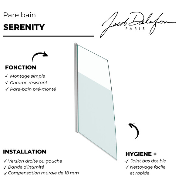 JACOB DELAFON - Pare bain Serenity version gauche - large