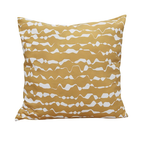 OVIALA - Lot de 2 coussins carrés polyester 45x45x8 cm écru et ocre - Quito - large