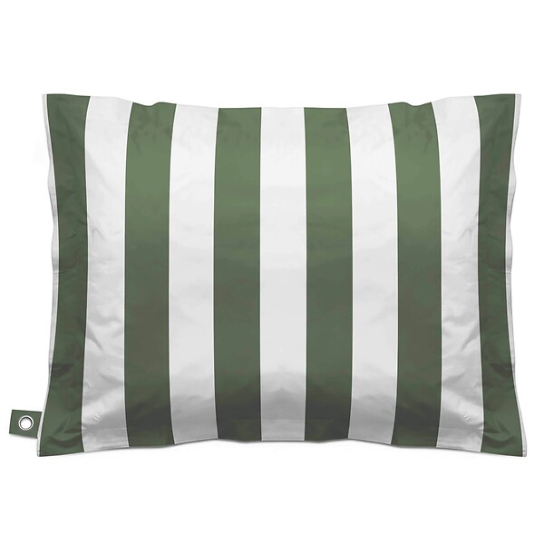 OVIALA - Housse vide de pouf rayé XL imperméable 140x120cm vert cactus et blanc - Solys - large