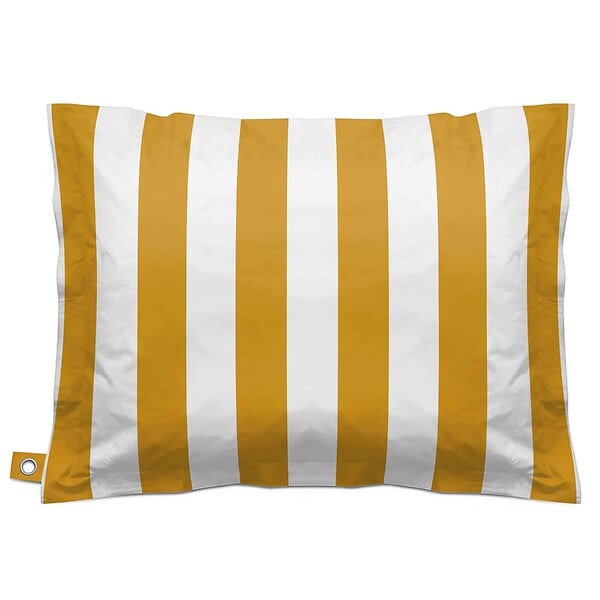 OVIALA - Housse vide de pouf rayé XXL imperméable 180x145 cm jaune et blanc - Solys - large