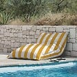 OVIALA - Housse vide de pouf rayé XXL imperméable 180x145 cm jaune et blanc - Solys - vignette