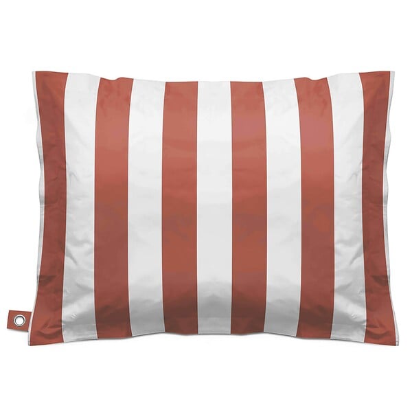 OVIALA - Housse vide de pouf rayé XXL imperméable 180x145 cm argile et blanc - Solys - large