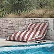 OVIALA - Housse vide de pouf rayé XXL imperméable 180x145 cm argile et blanc - Solys - vignette