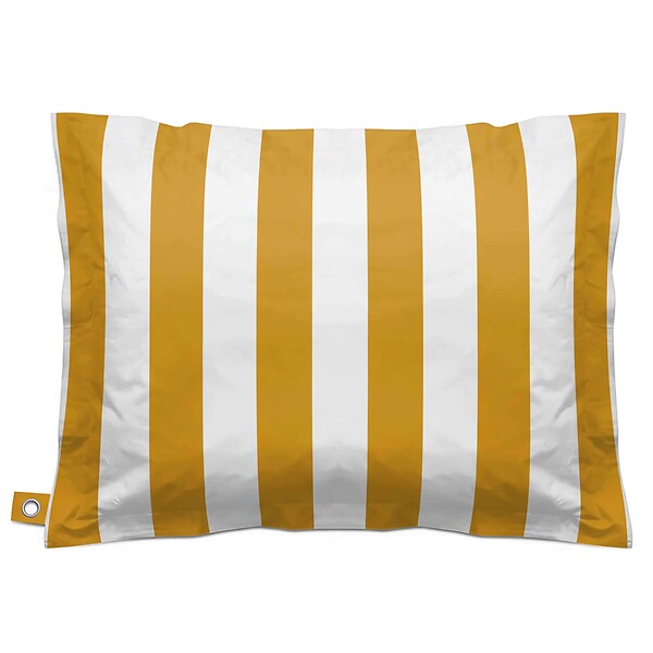 OVIALA - Housse vide de pouf rayé XL imperméable 140x120 cm jaune et blanc - Solys - large
