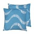 OVIALA - Lot de 2 coussins carrés polyester 45x45x8 cm blanc et bleu clair - Quito - vignette