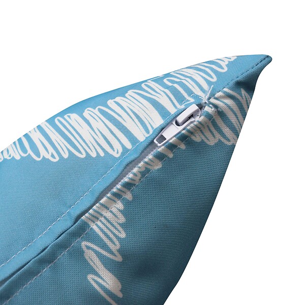 OVIALA - Lot de 2 coussins carrés polyester 45x45x8 cm blanc et bleu clair - Quito - large