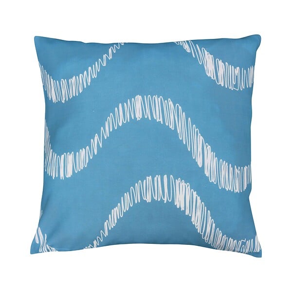 OVIALA - Lot de 2 coussins carrés polyester 45x45x8 cm blanc et bleu clair - Quito - large