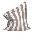 OVIALA - Housse vide de pouf rayé XL imperméable 140x120 cm taupe et blanc - Solys - vignette