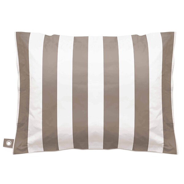 OVIALA - Housse vide de pouf rayé XL imperméable 140x120 cm taupe et blanc - Solys - large