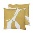 OVIALA - Lot de 2 coussins carrés polyester 45x45x8 cm blanc et ocre - Quito - vignette