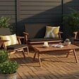 OVIALA - Lot de 2 coussins carrés polyester 45x45x8 cm blanc et ocre - Quito - vignette