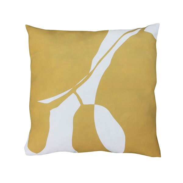 OVIALA - Lot de 2 coussins carrés polyester 45x45x8 cm blanc et ocre - Quito - large