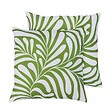 OVIALA - Lot de 2 coussins carrés polyester 45x45x8 cm blanc et vert olive - Quito - vignette