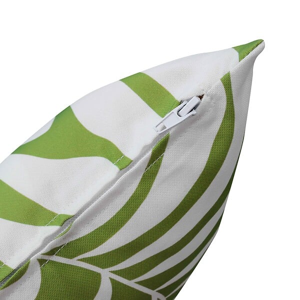 OVIALA - Lot de 2 coussins carrés polyester 45x45x8 cm blanc et vert olive - Quito - large