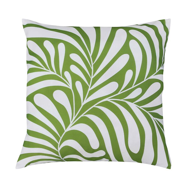OVIALA - Lot de 2 coussins carrés polyester 45x45x8 cm blanc et vert olive - Quito - large