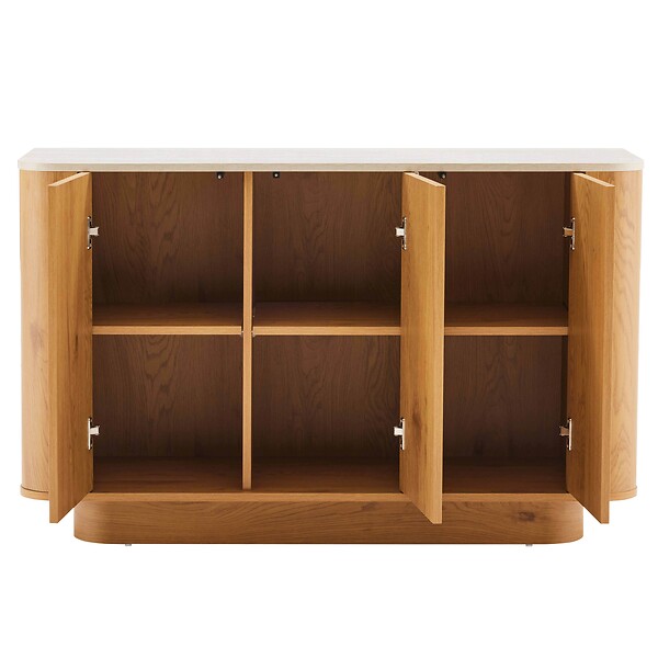 OVIALA - Buffet effet bois 3 portes L 120 cm bois clair  - Theodore - large