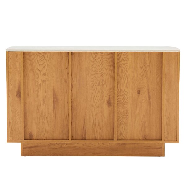 OVIALA - Buffet effet bois 3 portes L 120 cm bois clair  - Theodore - large
