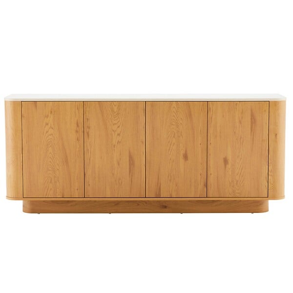 OVIALA - Buffet effet bois 4 portes L 180 cm bois clair  - Theodore - large