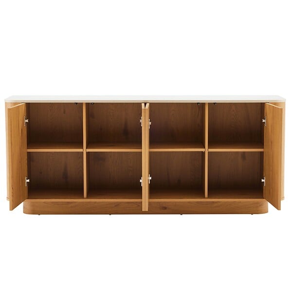 OVIALA - Buffet effet bois 4 portes L 180 cm bois clair  - Theodore - large