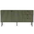 OVIALA - Buffet 2 portes et 3 tiroirs décor mélaminé 150 cm vert olive - Romeo - vignette