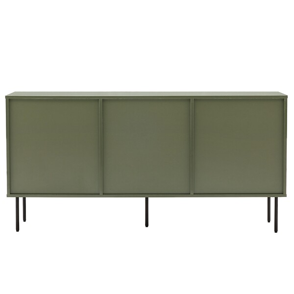 OVIALA - Buffet 2 portes et 3 tiroirs décor mélaminé 150 cm vert olive - Romeo - large