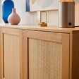 OVIALA - Buffet effet bois 3 portes en rotin L 160 cm bois clair  - Walter - vignette