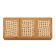 OVIALA - Buffet effet bois 3 portes en rotin L 160 cm bois clair  - Walter - vignette