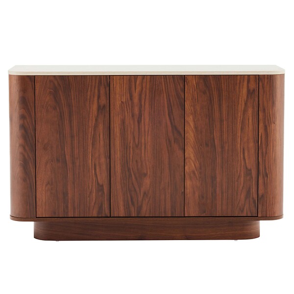 OVIALA - Buffet effet bois 3 portes L 120 cm bois foncé - Theodore - large