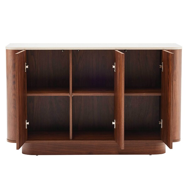 OVIALA - Buffet effet bois 3 portes L 120 cm bois foncé - Theodore - large