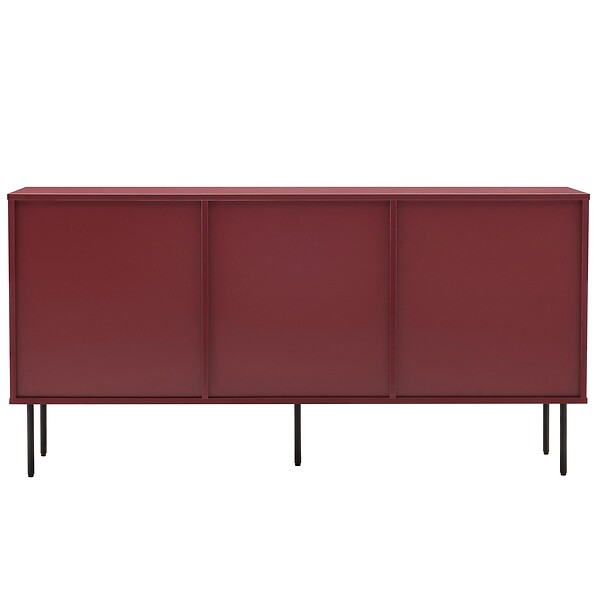 OVIALA - Buffet 2 portes et 3 tiroirs décor mélaminé 150 cm bordeaux - Romeo - large