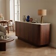OVIALA - Buffet effet bois 4 portes L 180 cm bois foncé - Theodore - vignette