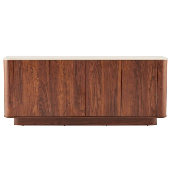 OVIALA - Buffet effet bois 4 portes L 180 cm bois foncé - Theodore - large